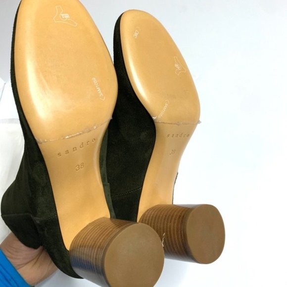 NIOB Sandro Paris Forest Green Suede Boots - Picture 6 of 7